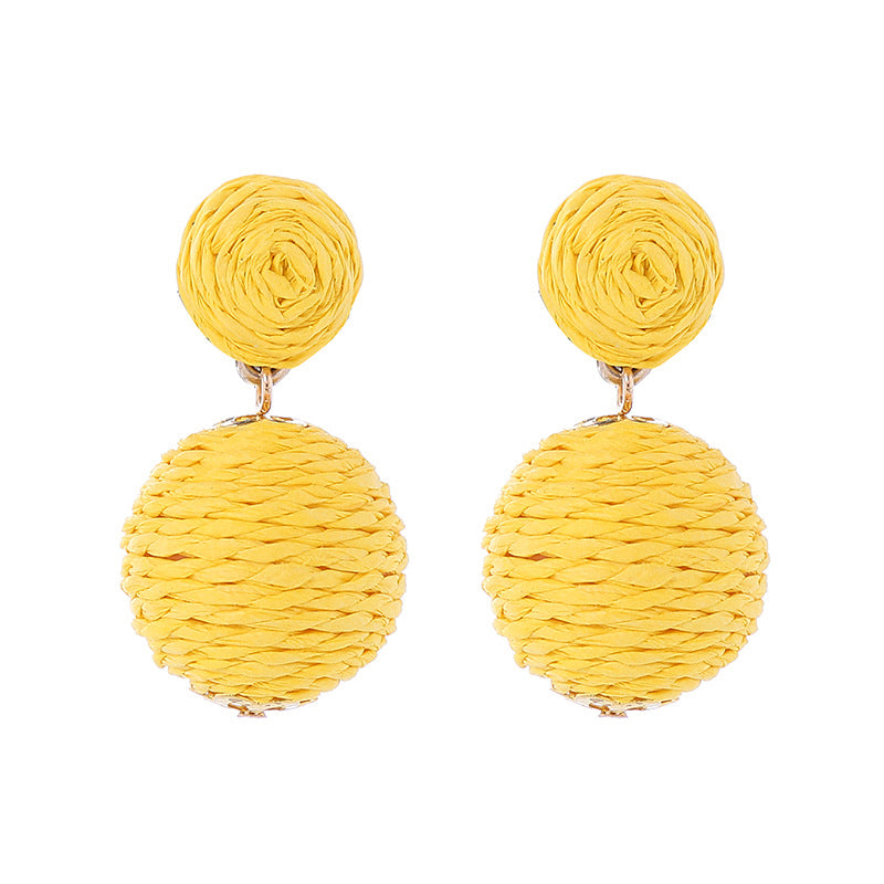 Wholesale Bohemian Handmade Wrap Ball Stud Earrings